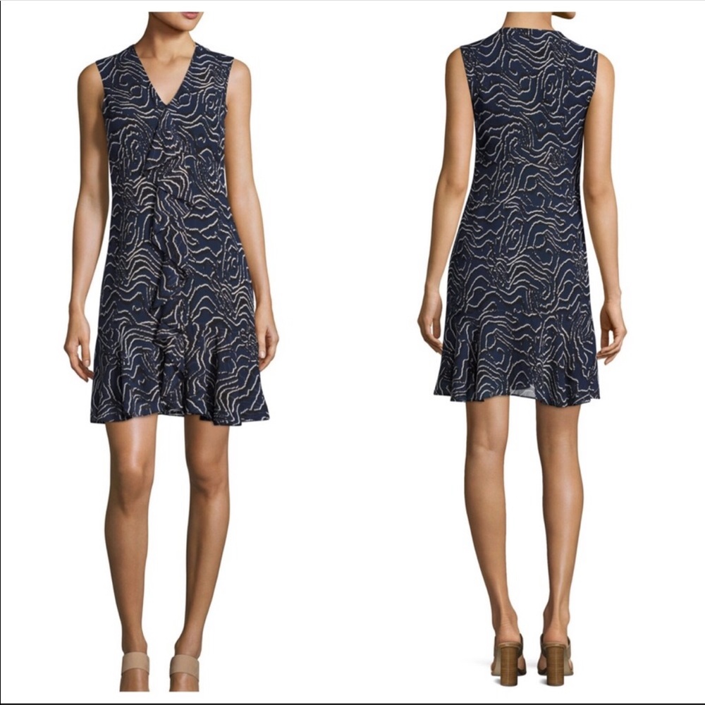 Derek Lam 10 Crosby Cascade silk navy dress